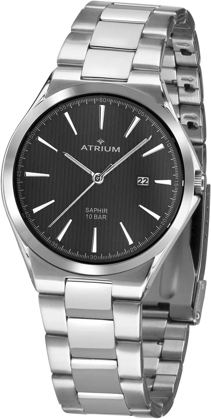 Atrium barnklocka med metallarmband och svart urtavla, lättlästa visare