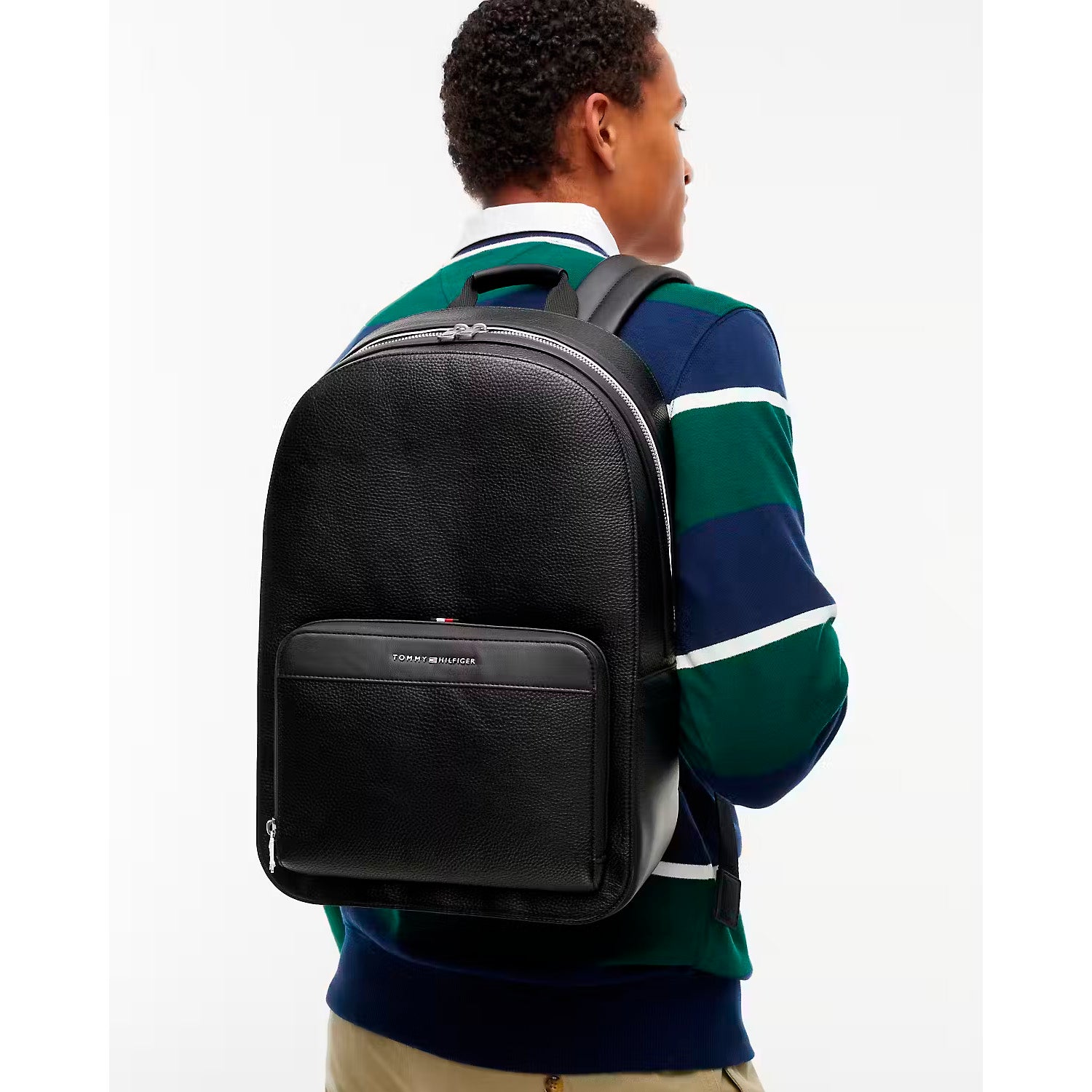 Tommy Hilfiger Metallic Logo Dome Backpack AM0AM14686BDS Rucksack Schwarz • Dome-Design • Doppelreißverschluss, Bild 2