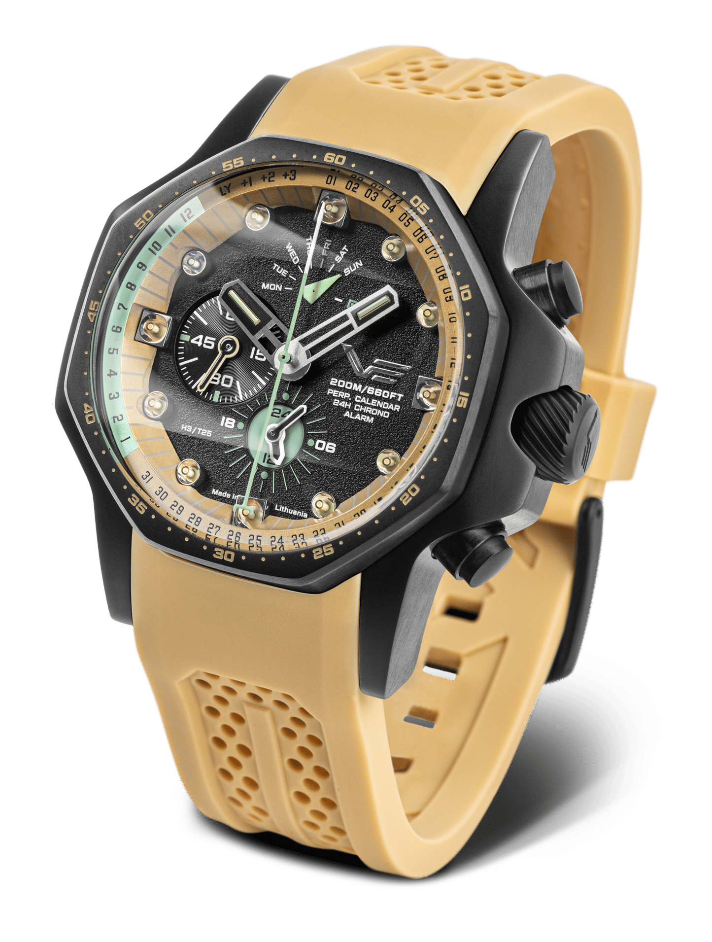 Herrklocka Vostok Europe Atomic Age med beige silikonarmband