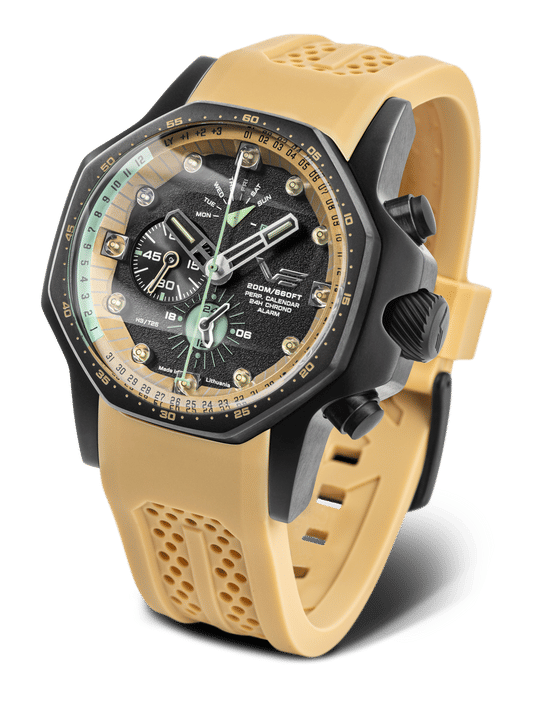 Herrklocka Vostok Europe Atomic Age med beige silikonarmband