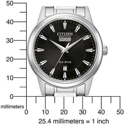 Herrklocka Citizen Eco-Drive med svart urtavla och datumvisning vid kl. 7
