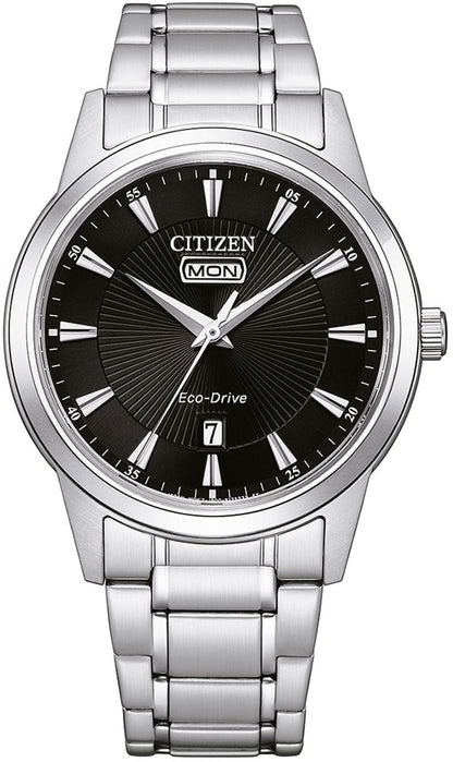 "Herrklocka Citizen Eco-Drive med svart urtavla och armband i rostfritt stål"