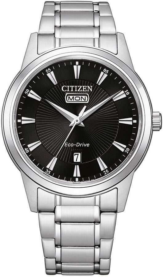 "Herrklocka Citizen Eco-Drive med svart urtavla och armband i rostfritt stål"