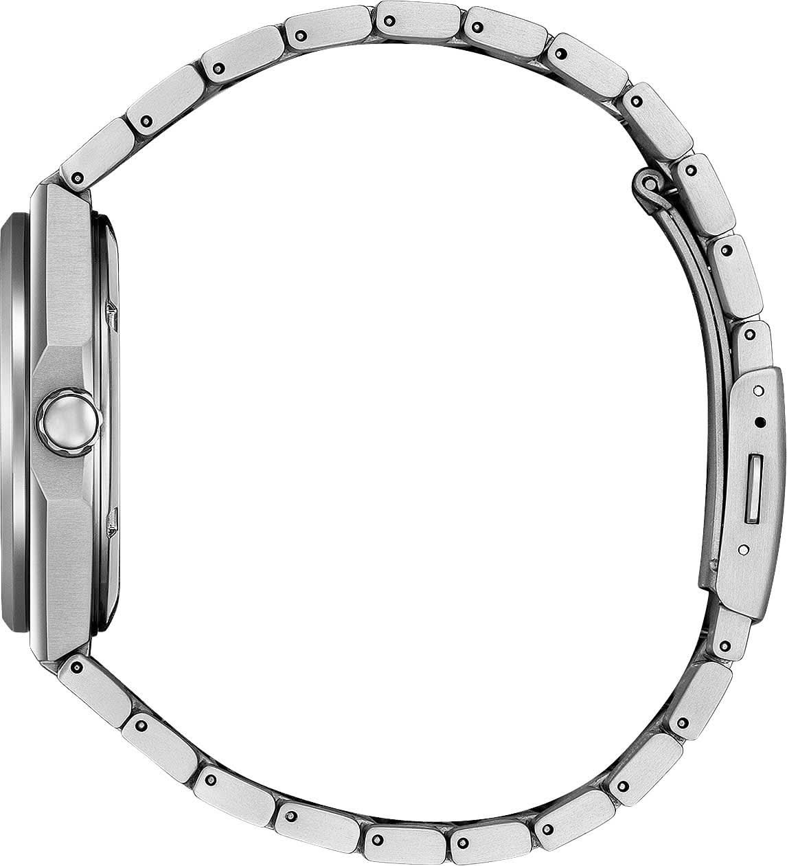 Titanarmbandur för män, sidovy, rund boett och länkarmband