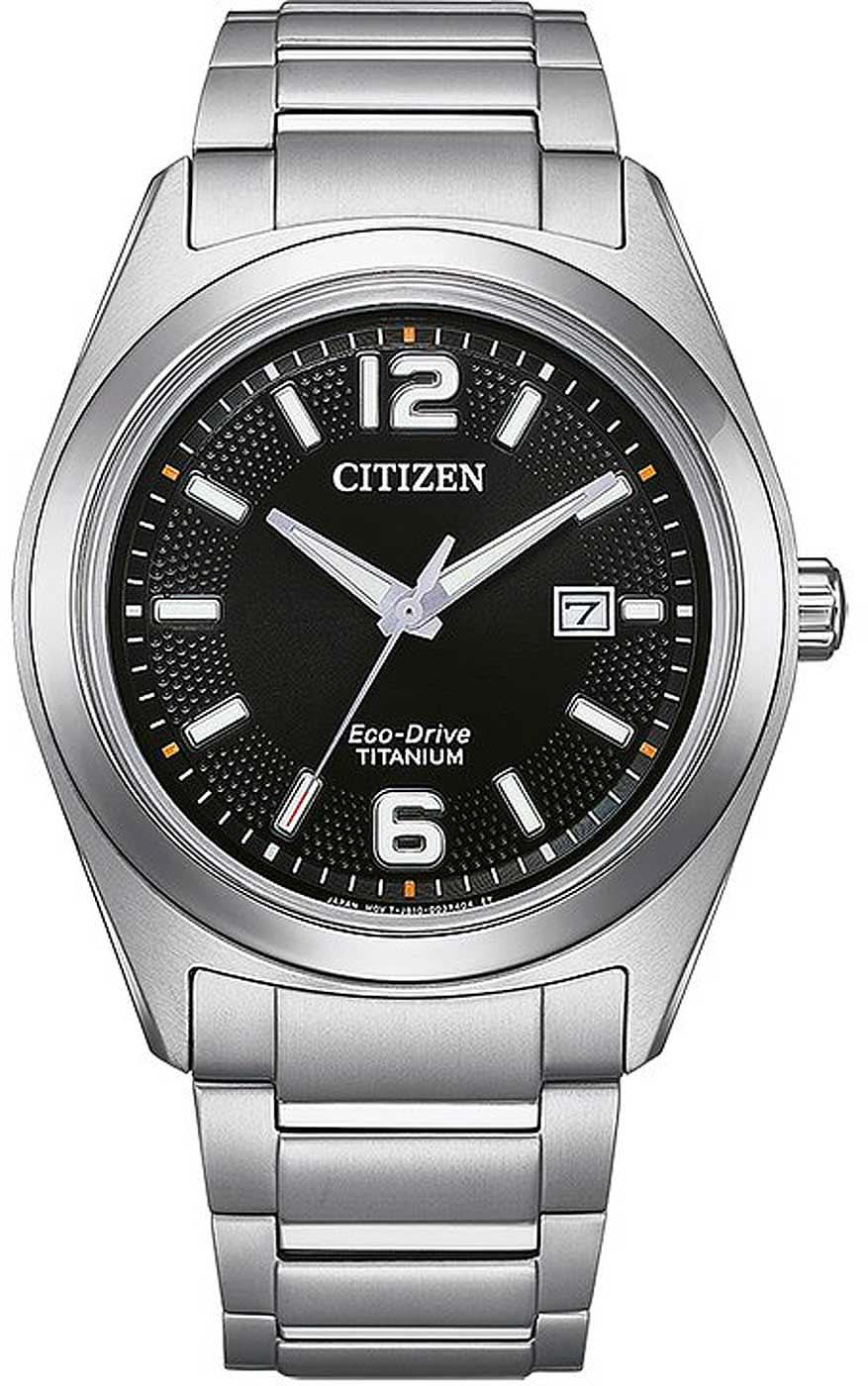 Citizen herrklocka med svart urtavla, datumfönster och armband i metall