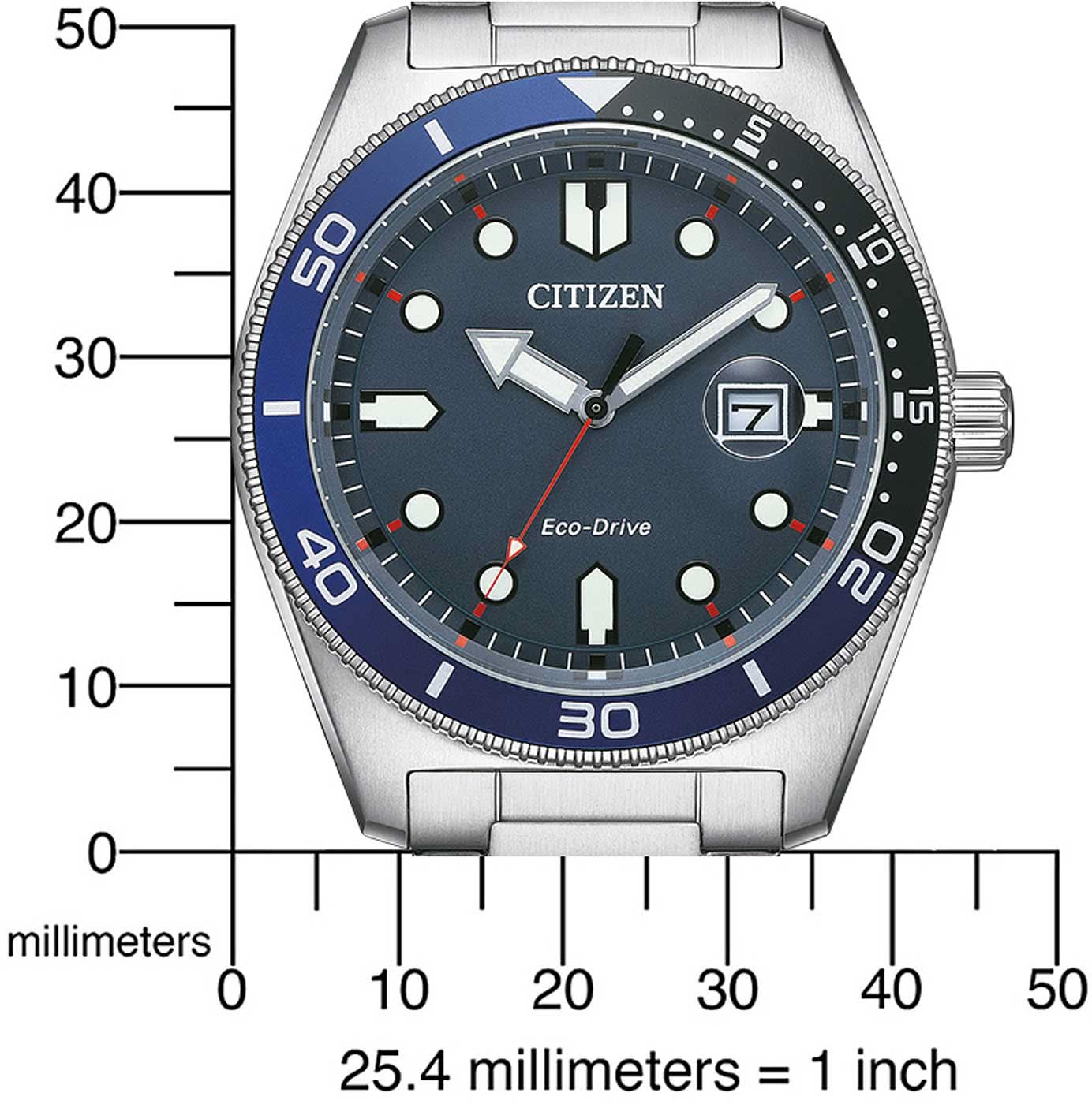 Armbandsur för herrar med blå urtavla, svart bezel och Eco-Drive
