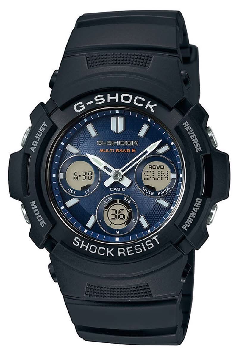 Casio G-Shock herrklocka med svart boett, mörk urtavla och gummiarmband