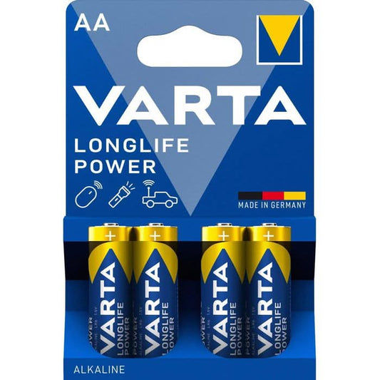 VARTA AA-blockbatterier, Alkaline Longlife Power, 4-pack i blisterförpackning