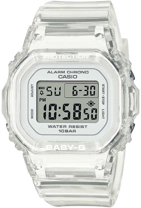 Casio Baby-G damklocka med digital display och transparent plastfodral