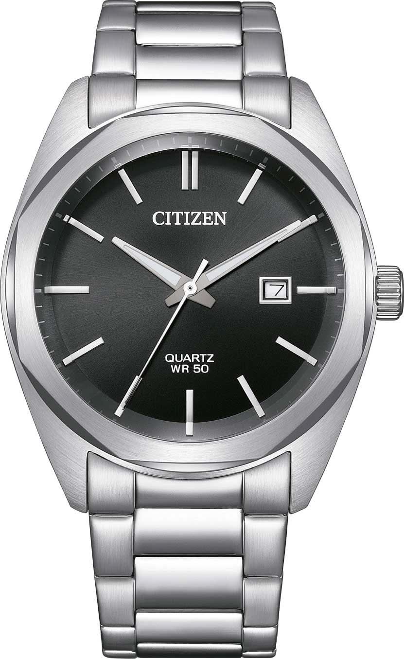 Citizen herrklocka med armband i rostfritt stål, svart urtavla och datumvisning