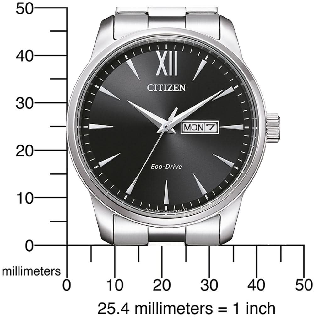 Herrklocka med svart urtavla, romerska siffror, datumfönster och Eco-Drive