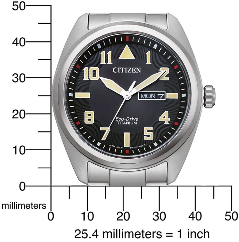 CITIZEN Eco-Drive Titanium klocka med svart urtavla och datumfönster