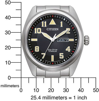 CITIZEN Eco-Drive Titanium klocka med svart urtavla och datumfönster