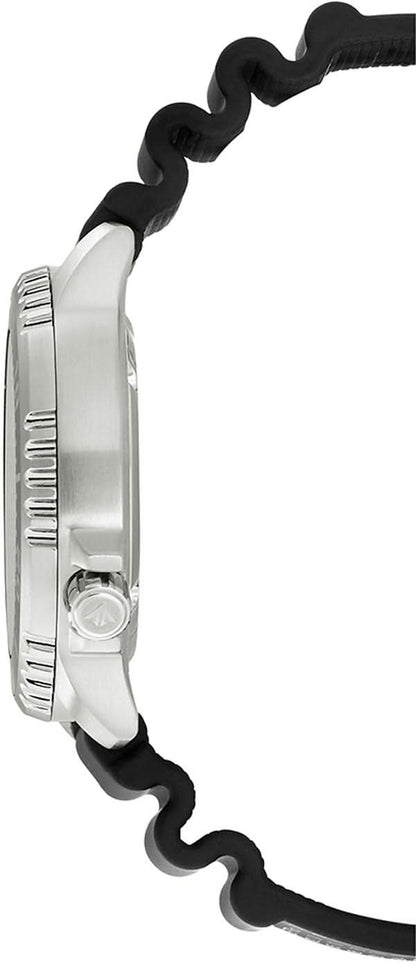 Herrklocka, sidovy med silverfärgat hölje och svart gummiarmband