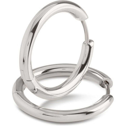 Damensörhängen i titan, silverfärgad, slutna cirklar, 23 mm