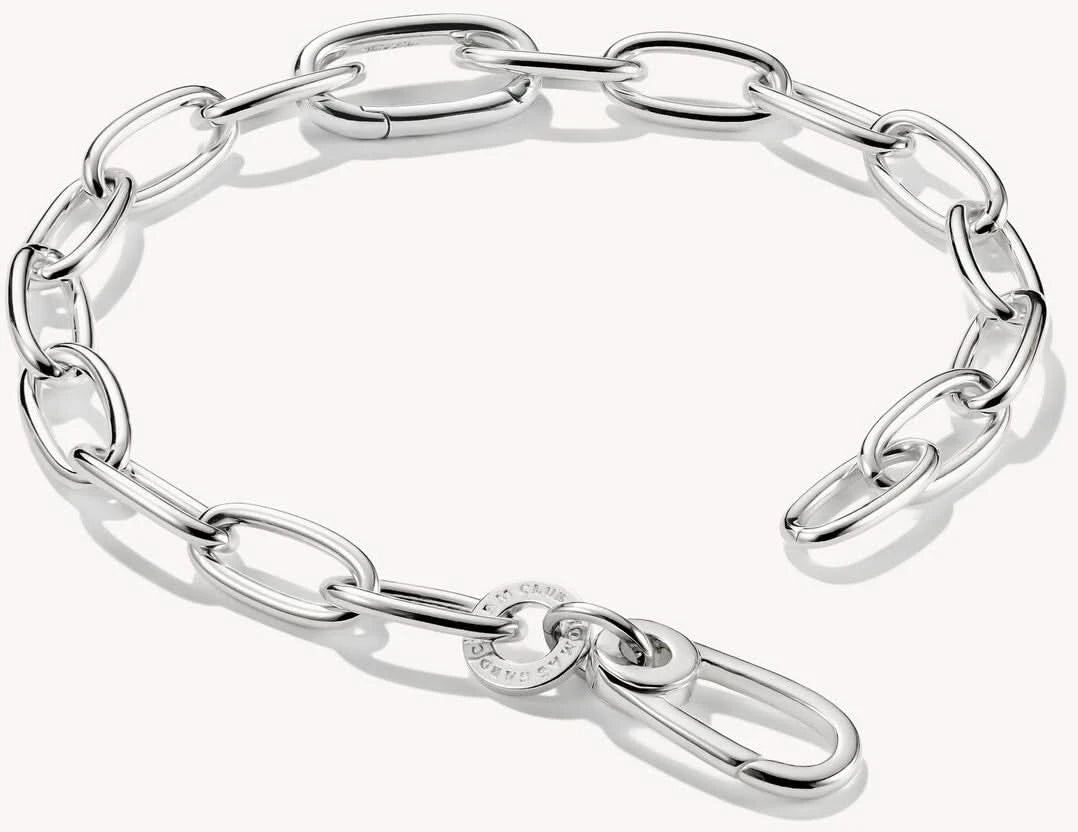 Silversmycke till armband med länkar och ovalt berlockelement