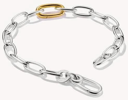 Gliederarmband med silverfärgade länkar och guldfärgat Connect-element