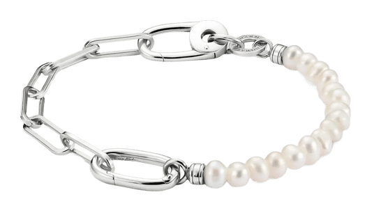 Thomas Sabo länkarmsband med pärlor och Connect-länk, silverfärgat lås