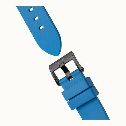 Armband-Verschluss der Herren-Armbanduhr: blaue Silikonbänder mit schwarzer Dornschließe