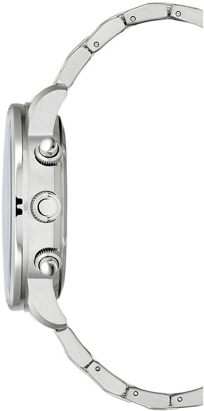 Herrklocka sidovy med armband i silverfärgat rostfritt stål och krona/knappområde