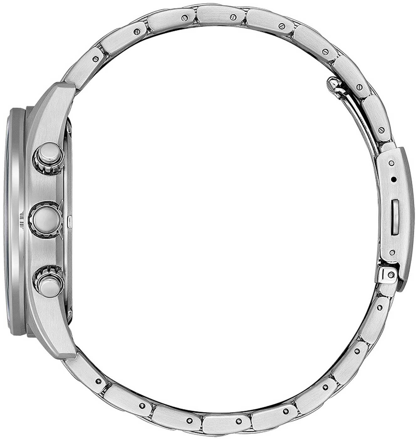 Citizen herrur: boett och armband i rostfritt stål i profil, rundad lünette.