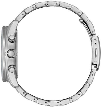 Citizen herrur: boett och armband i rostfritt stål i profil, rundad lünette.