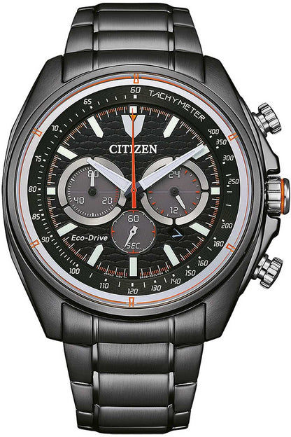 Citizen Eco-Drive herrchronografklocka med svart urtavla och svart armband