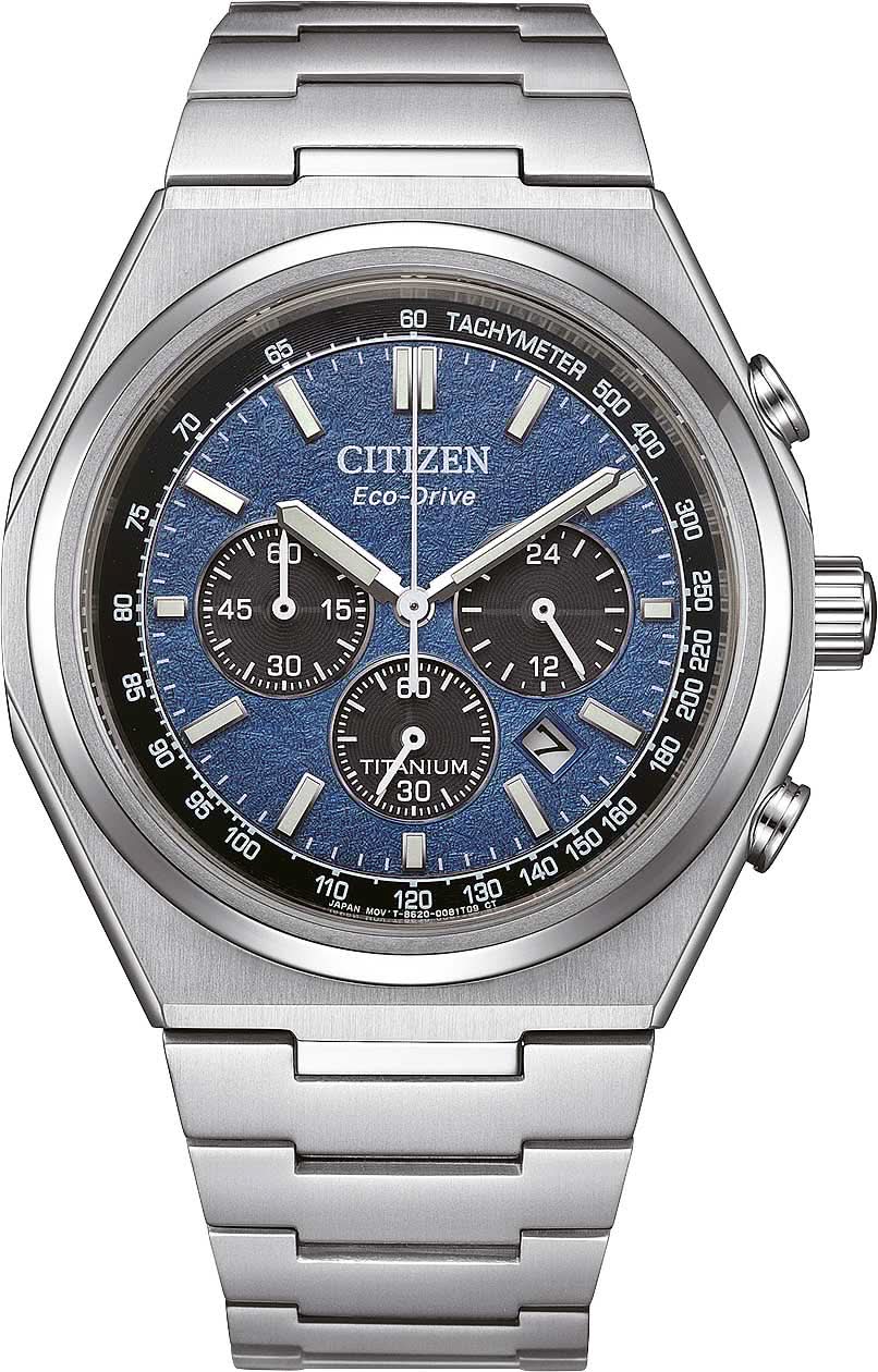 Herrklocka Citizen med Eco-Drive, blå urtavla och armband i rostfritt stål