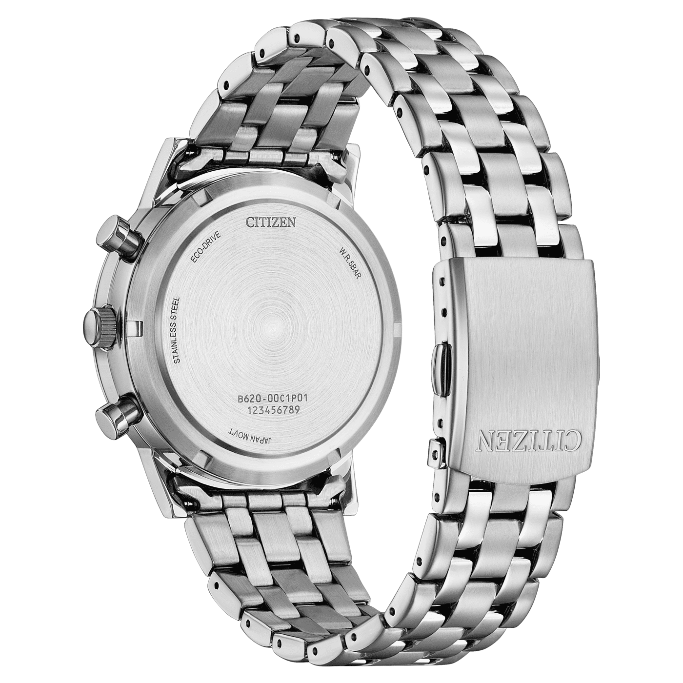 Citizen herruhr med baksida i rostfritt stål och metallarmband