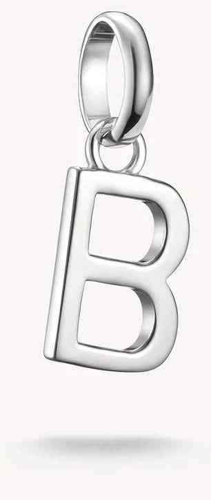 B-berlock i silver med ögla, blank metallfinish