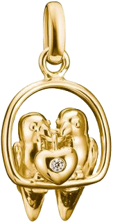 Thomas Sabo Charm-hänge Lovebirds i förgyllt silver med hjärta och gnistrande sten