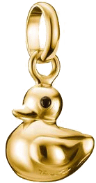 Silversmycke med guldbelagd ankform, svart öga och ögla