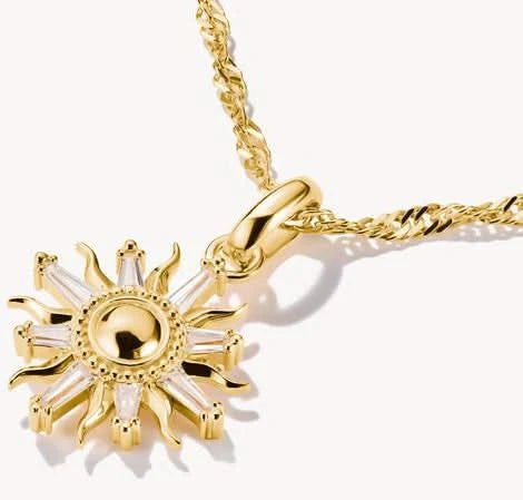 Thomas Sabo Charm-hänge med sol på kedjeband, guldfärgad, med vita ädelstenar