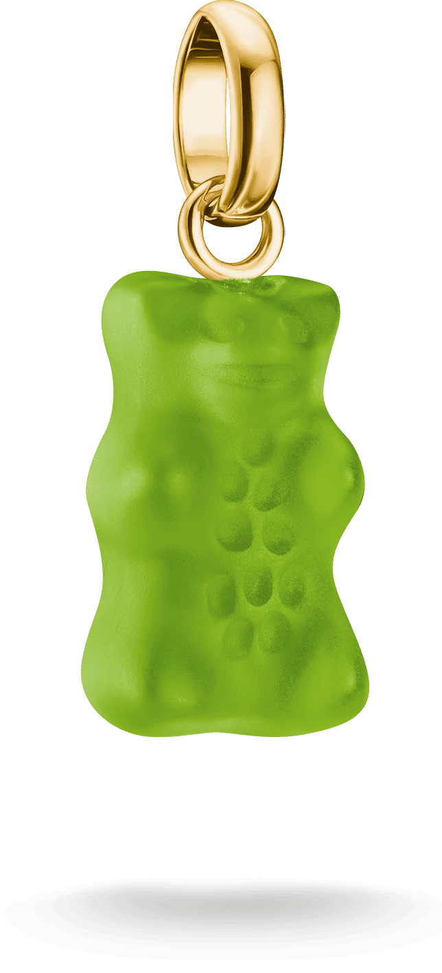 Berlock med grönt glas, guldbjörn och förgyllt öga