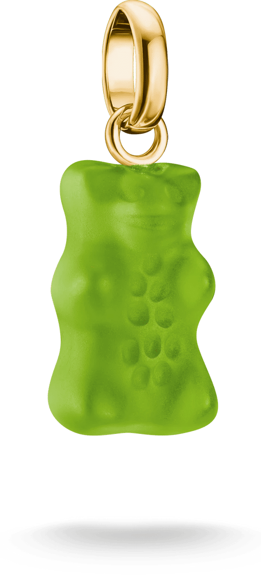Berlock med grönt glas, guldbjörn och förgyllt öga