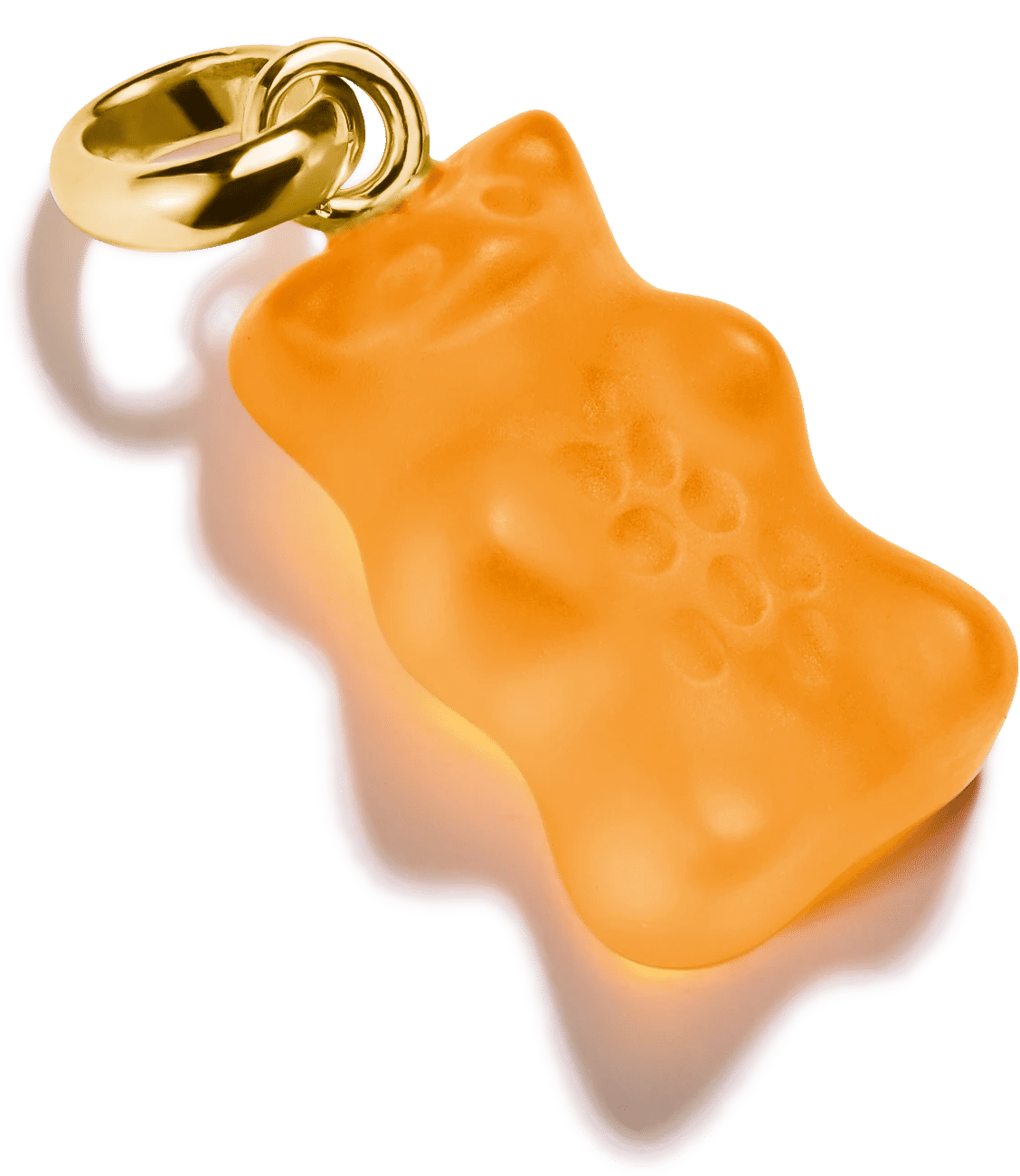 Guldpläterad bergschack-berlock med orange emalj och ögla