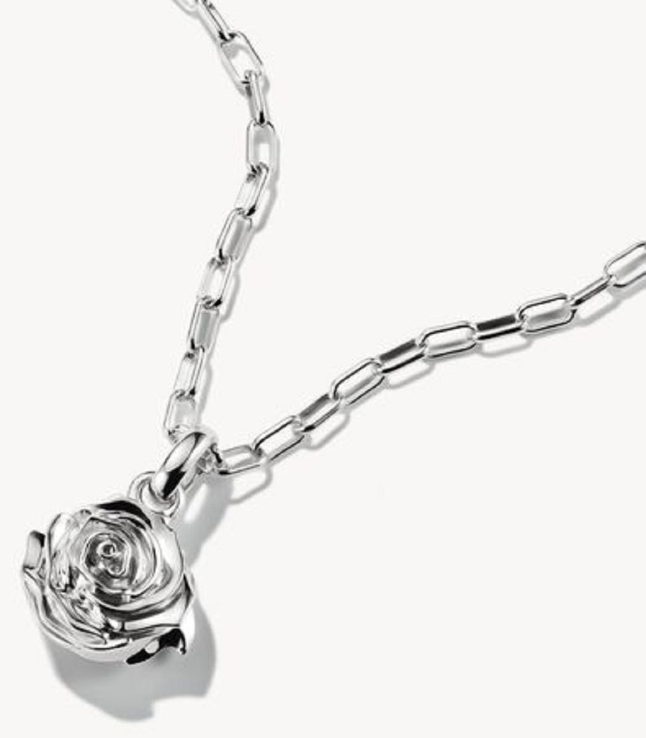 Silver charm med rosenblommor på pansarkedja, Thomas Sabo