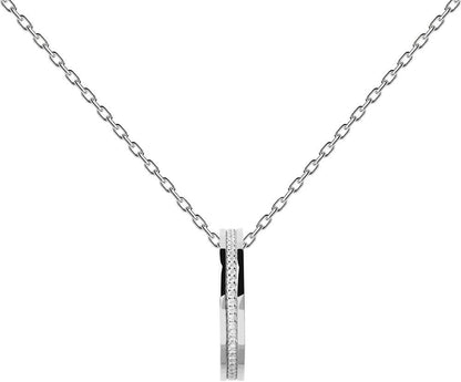 Halsband i 925 sterling silver med avlångt hänge och stendetaljer