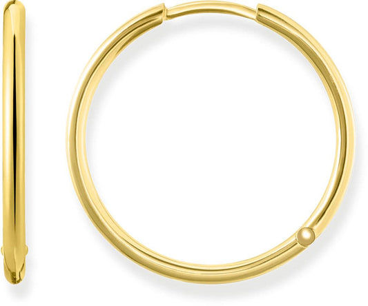 Stora guldfärgade creoler med slät rund ring och lås