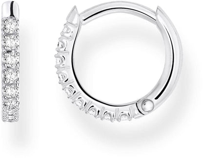 Örhänge i 925 sterlingsilver, smal rund creol med stenar