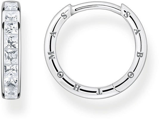 Creolörhänge i 925 sterlingsilver med stenar och graverade bokstavsringar