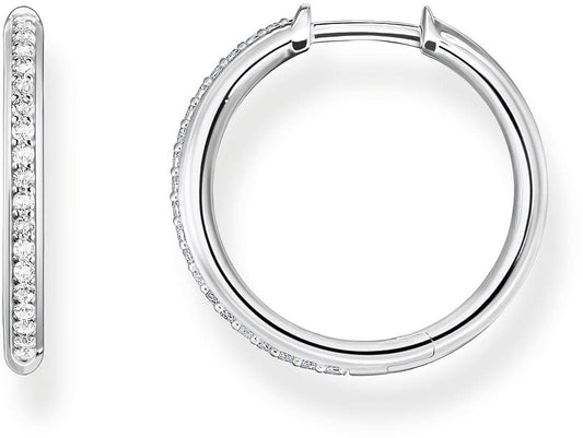 Creol i 925 sterlingsilver med vita stenar, rund bygel