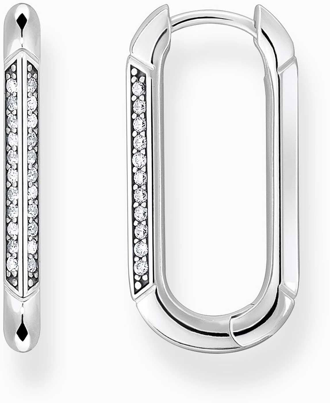 Creoler i 925 sterlingsilver med stenrad, avlång droppform