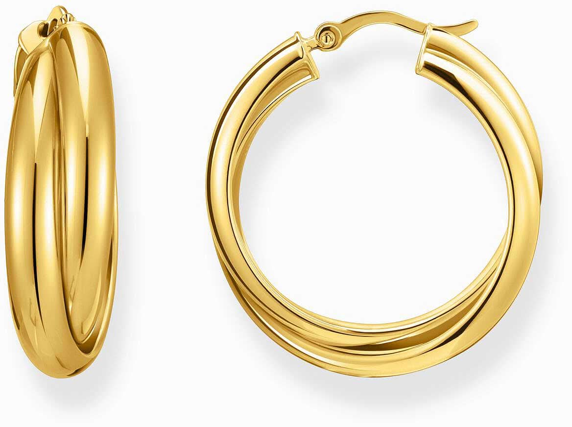 Guldpläterade stora creoler med räfflor och en böjd, flätad design