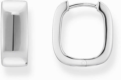 Silverfärgade creoler med fyrkantig form, minimalistisk bygeldesign