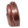 Brun väckarklocka i profil med sidokontroller och spår.
