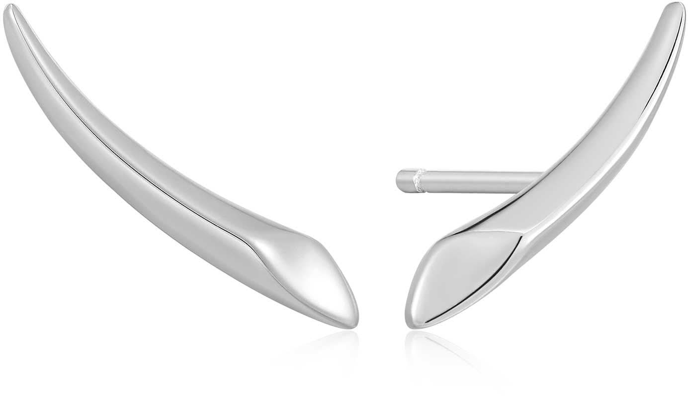 Örhängen i örklättrare-stil av silverfärgad metall, böjda och polerade