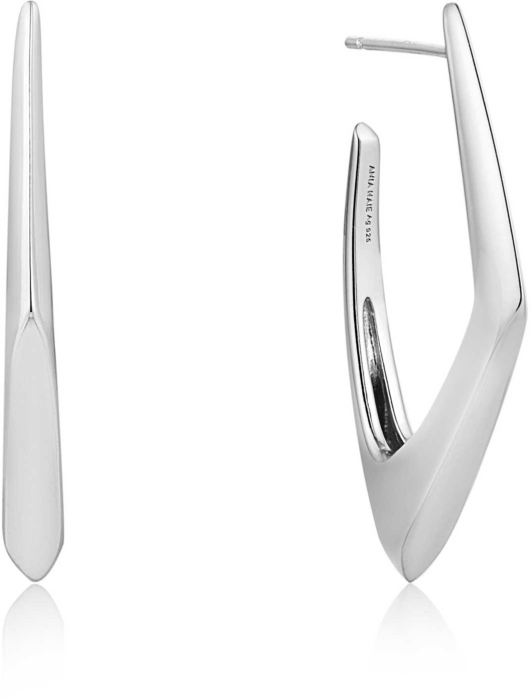 ANIA HAIE fyrkantiga creoler i futuristisk, silverfärgad slimmad design