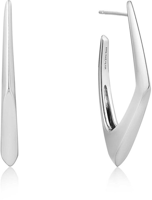 ANIA HAIE fyrkantiga creoler i futuristisk, silverfärgad slimmad design