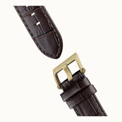 Ingersoll Lederarmband mit Dornschließe, braune Strukturprägung